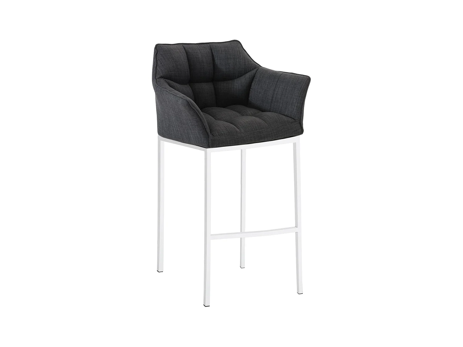 Tabouret de bar - Tissu & Blanc - Gris foncé - Damaso