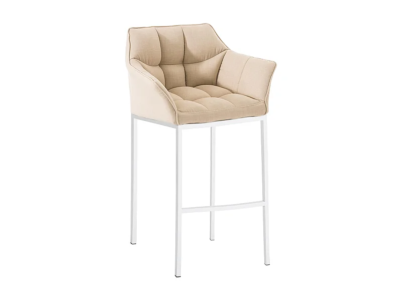 Barhocker - Stoff & weiß - creme - Damaso