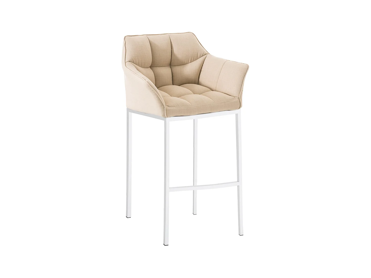 Tabouret de bar - Tissu & Blanc - Crème - Damaso