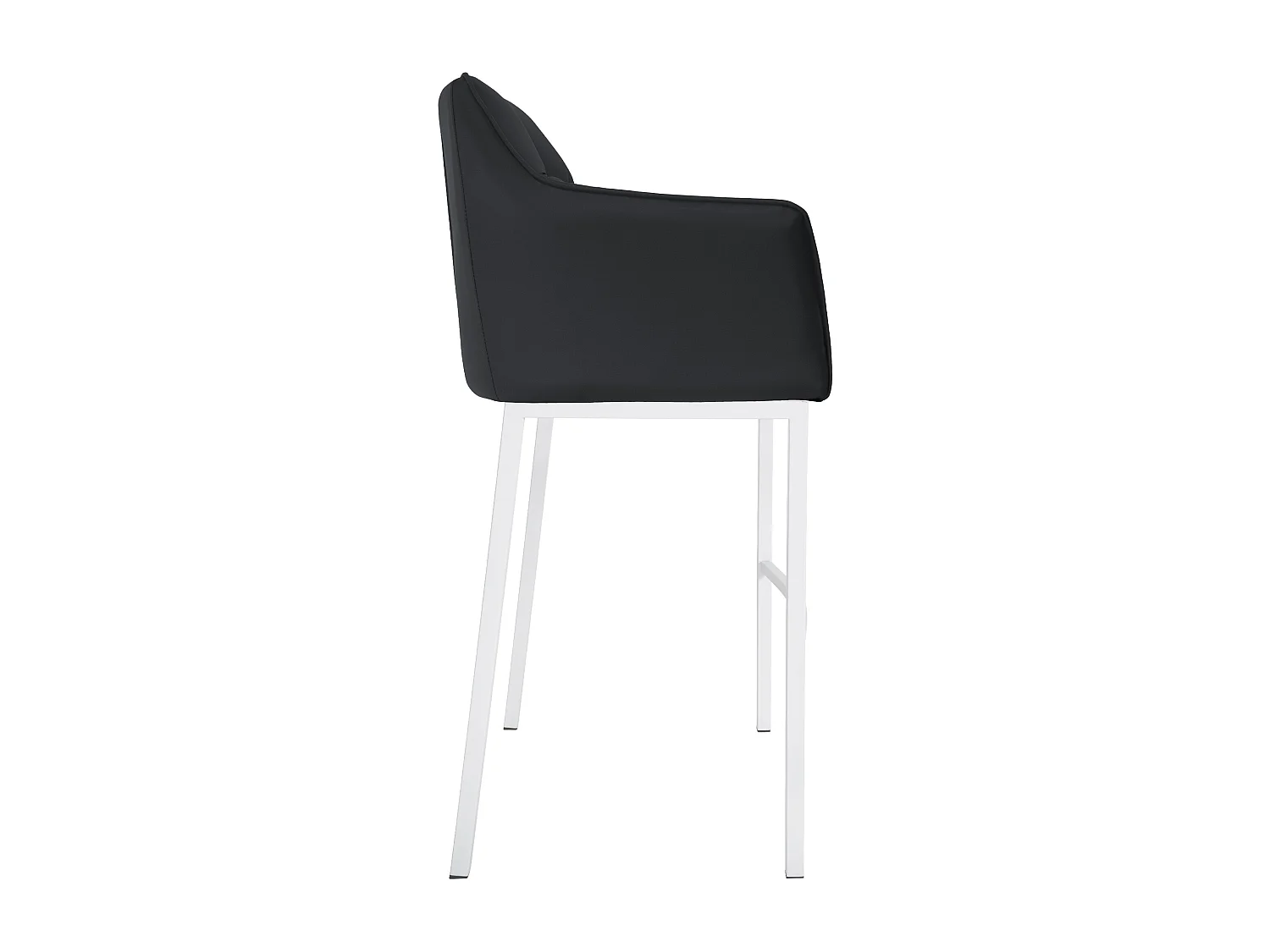 Tabouret de bar - Similicuir & Blanc - Noir - Damaso