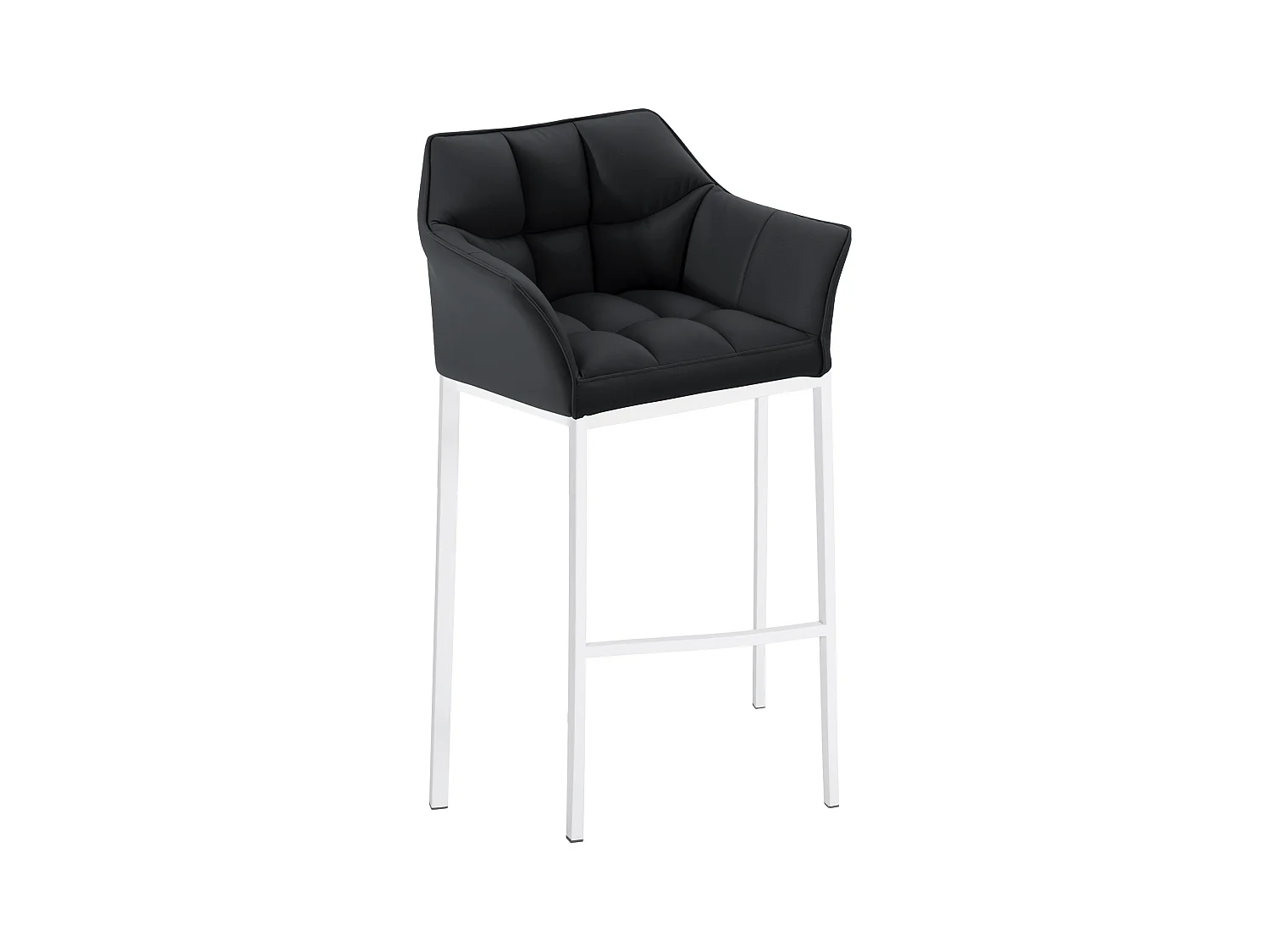 Tabouret de bar - Similicuir & Blanc - Noir - Damaso