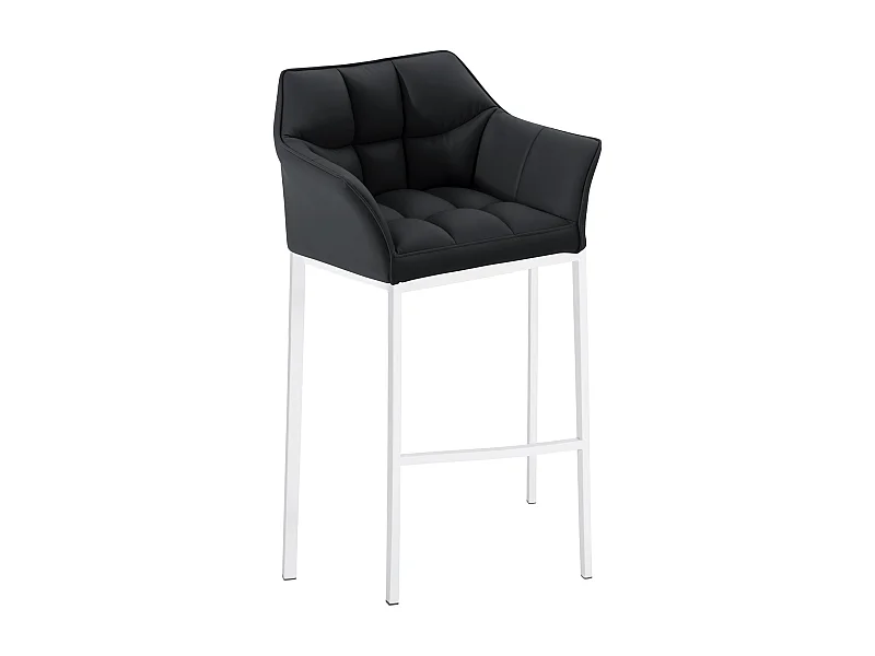 Tabouret de bar - Similicuir & Blanc - Noir - Damaso
