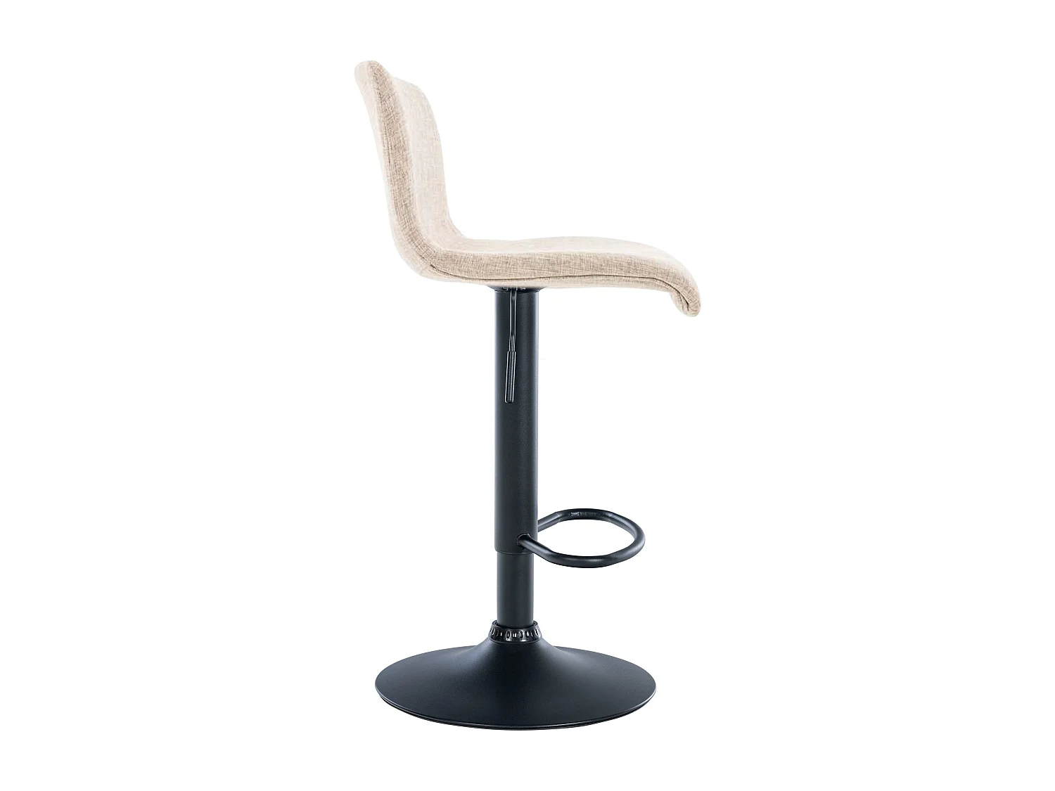 Tabouret de bar - Tissu & Métal noir mat - Crème - Hover