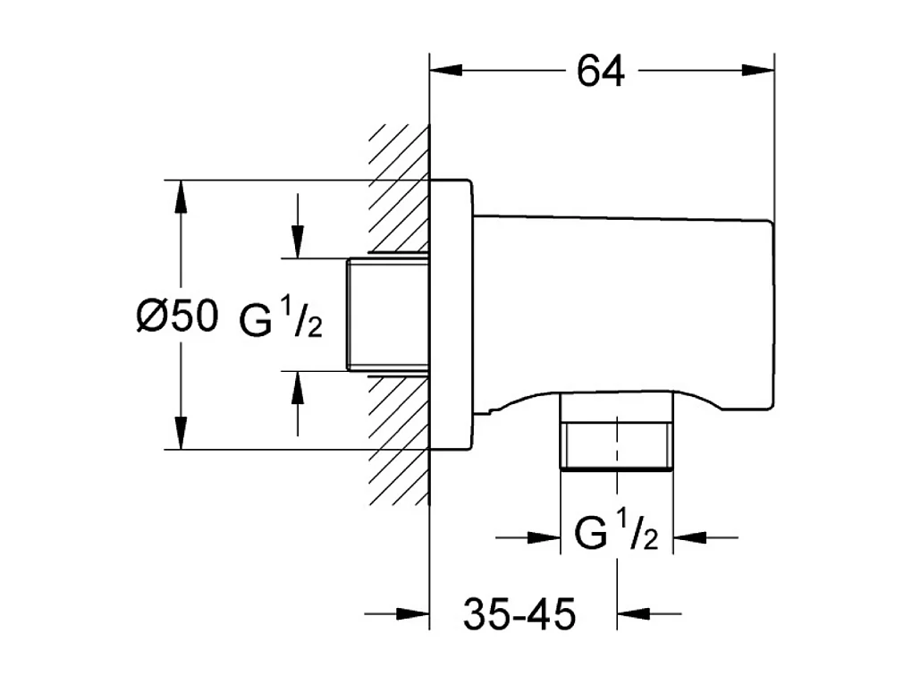GROHE Codo Empotrable 1/2" Rainshower Hard Grafito Cepillado