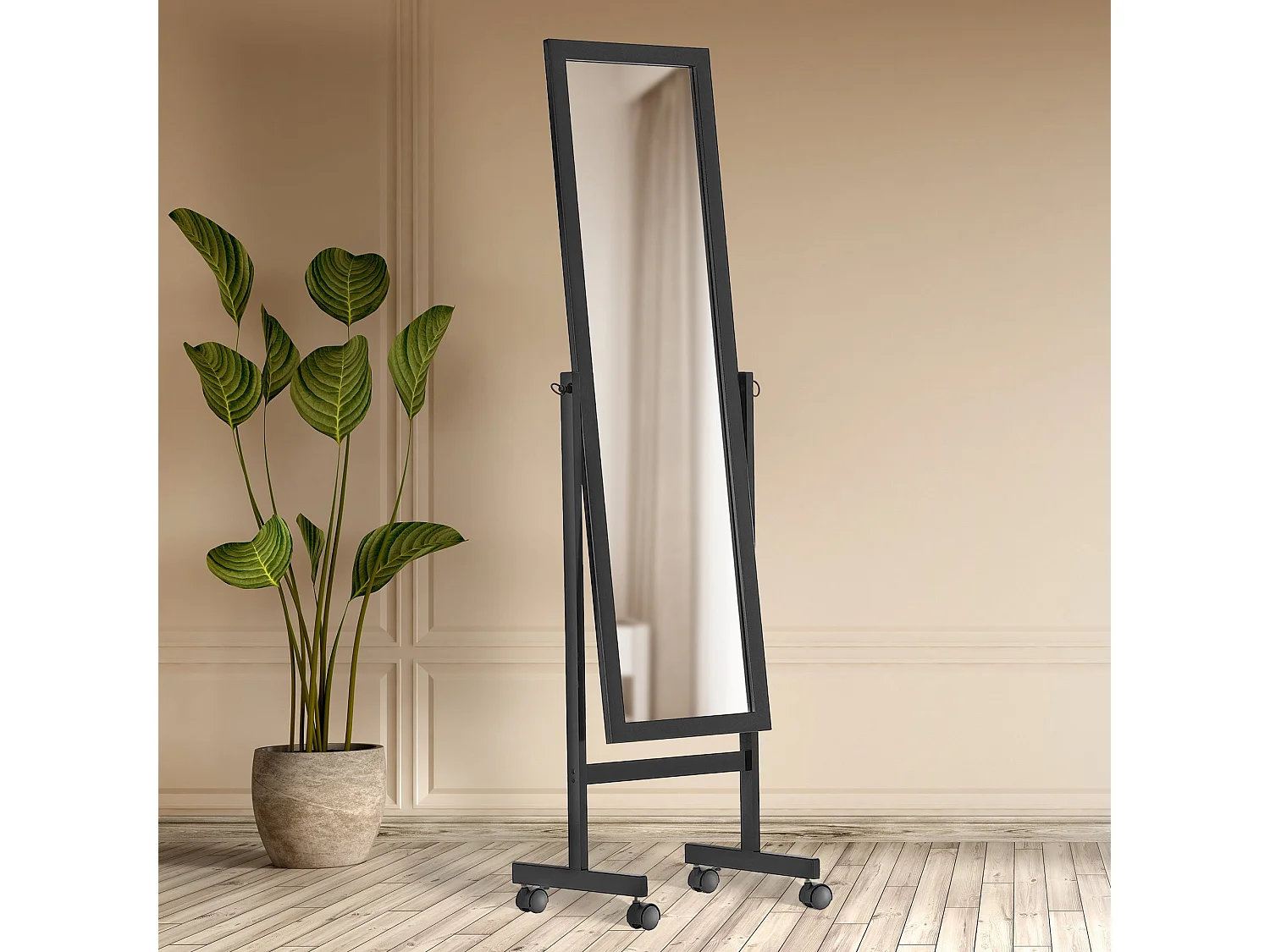 Miroir sur pieds - Bois - Noir - Yolanda