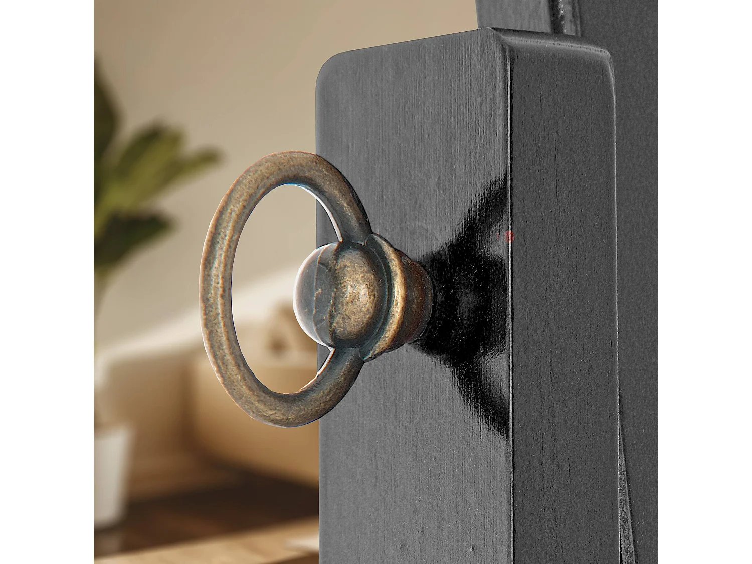 Miroir sur pieds - Bois - Noir - Yolanda