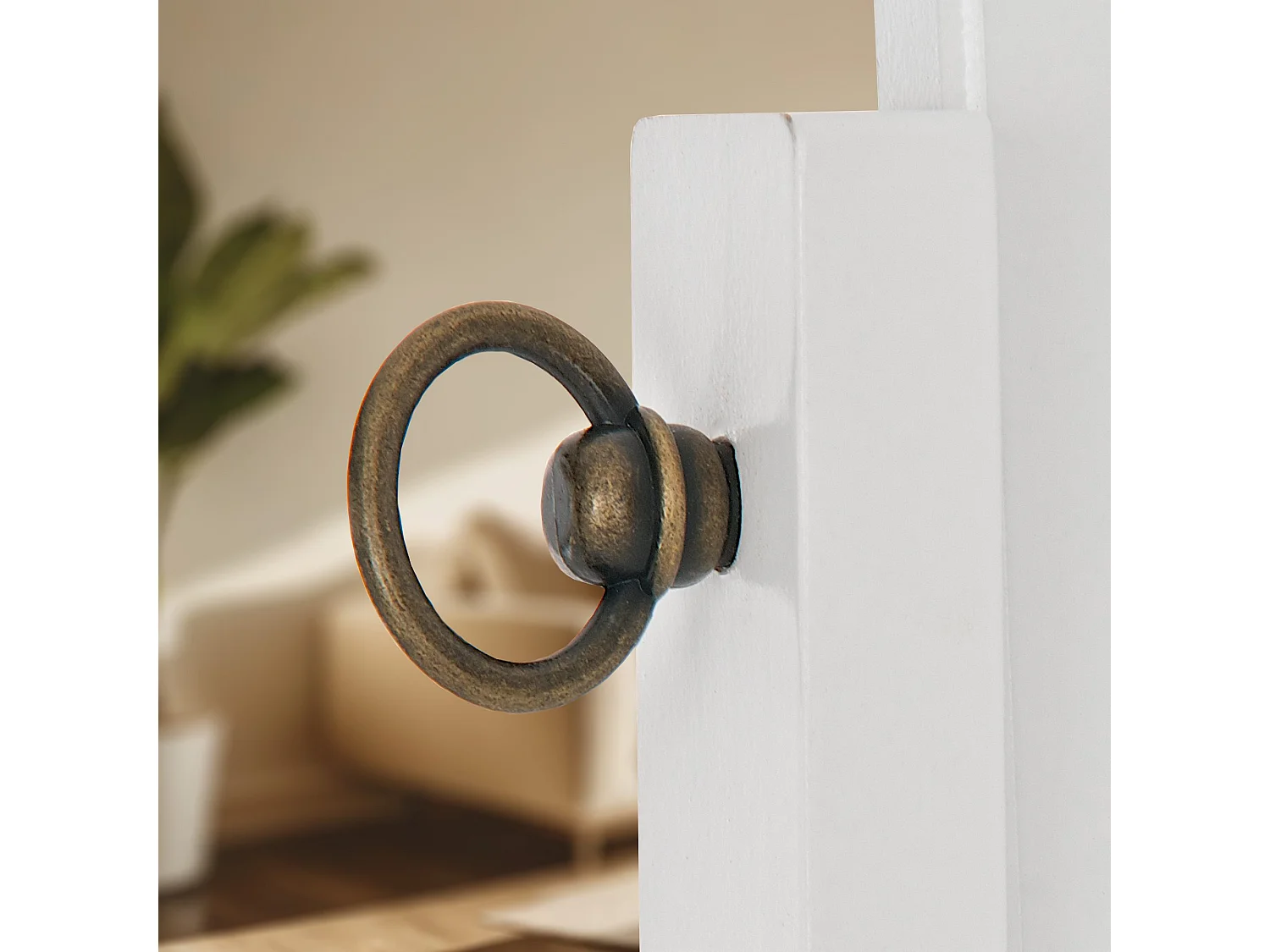 Miroir sur pieds - Bois - Blanc - Yolanda