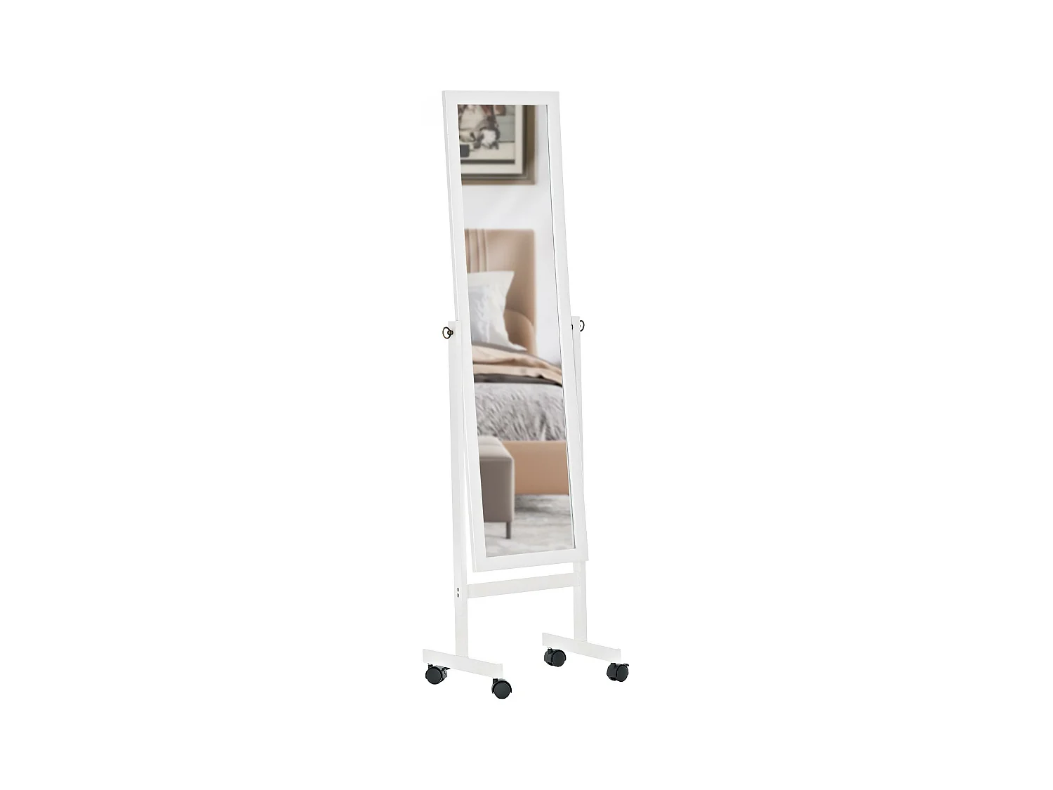 Miroir sur pieds - Bois - Blanc - Yolanda