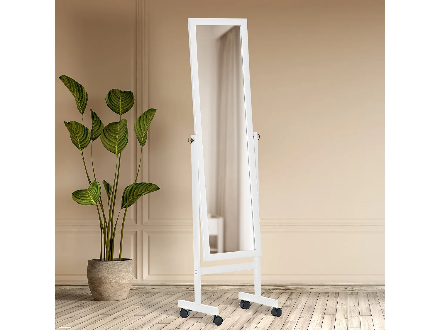 Miroir sur pieds - Bois - Blanc - Yolanda