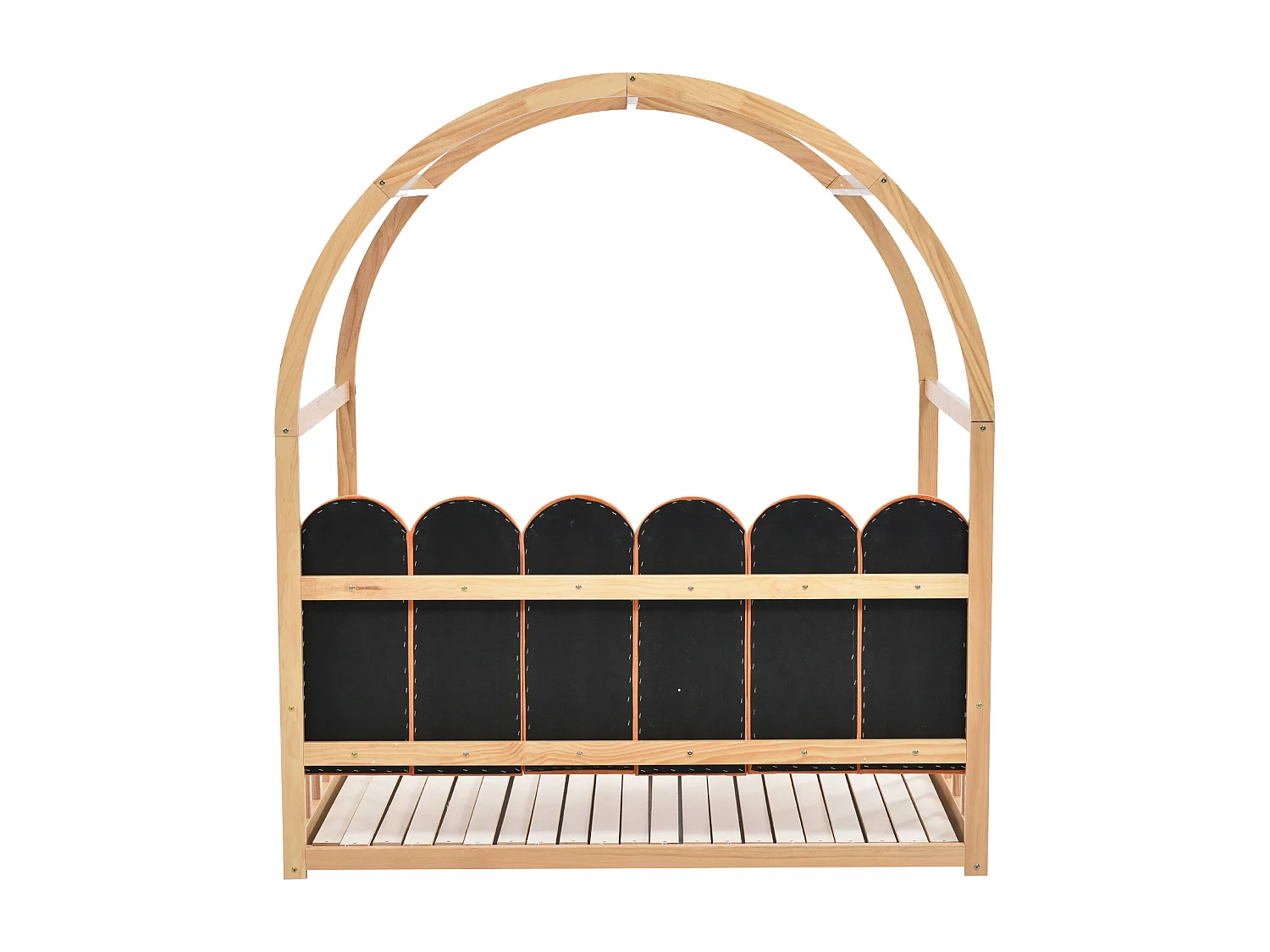 Lit extensible - Lit enfant 140x100/200cm - avec coussins en velours et cadre en pin - naturel