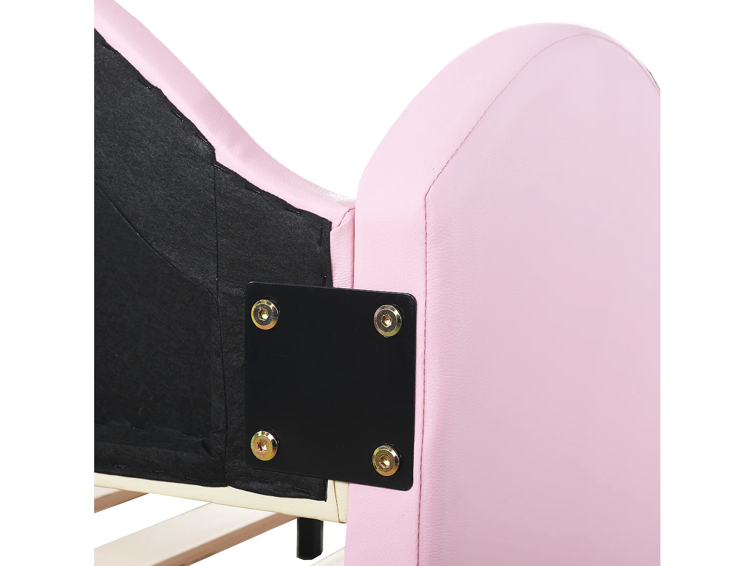 Lit enfant 90(180)x190 cm, canapé-lit simple avec lit gigogne et éclairage LED - en similicuir rose - sans matelas