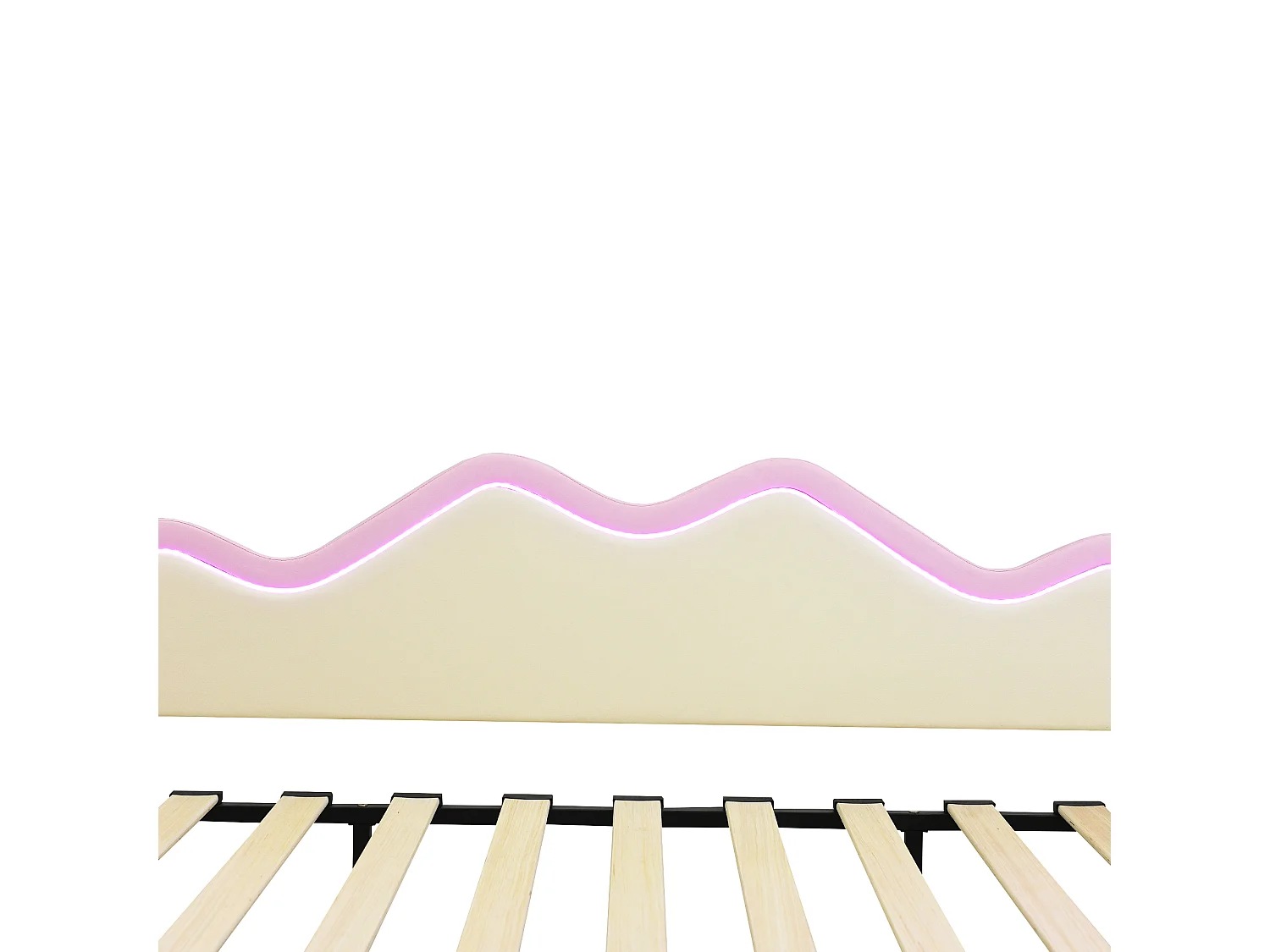 Lit enfant 90(180)x190 cm, canapé-lit simple avec lit gigogne et éclairage LED - en similicuir rose - sans matelas