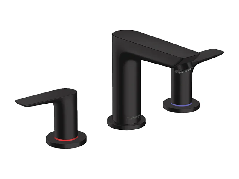 HANSGROHE Mezclador de lavabo Talis E 150, 3 agujeros, con tirador y desagüe negro mate