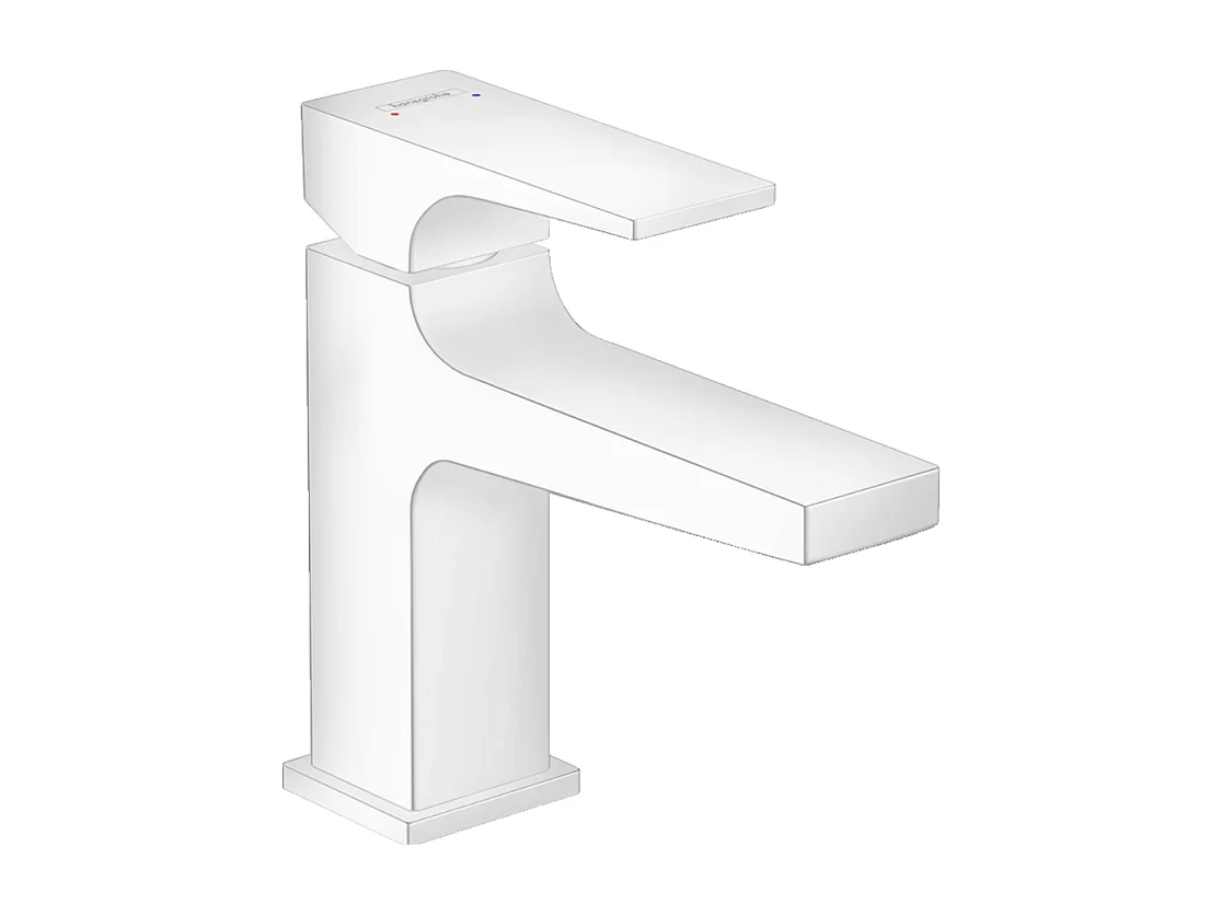 HANSGROHE Mitigeur lavabo Metropol 100 poignée manette bec court, bonde Push-Open blanc mat