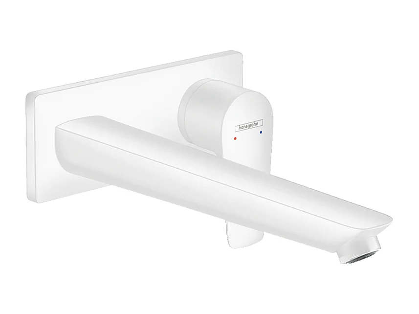 HANSGROHE Mitigeur de lavabo encastré mural, bec 225mm, bonde à écoulement libre blanc mat