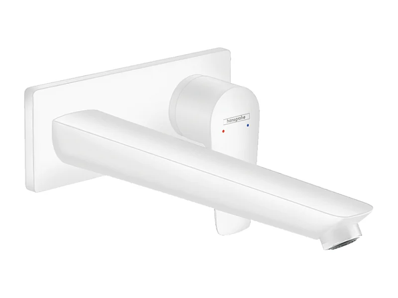 HANSGROHE Mitigeur de lavabo encastré mural, bec 225mm, bonde à écoulement libre blanc mat