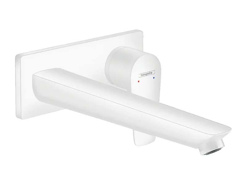 HANSGROHE Mitigeur de lavabo encastré mural, bec 225mm, bonde à écoulement libre blanc mat