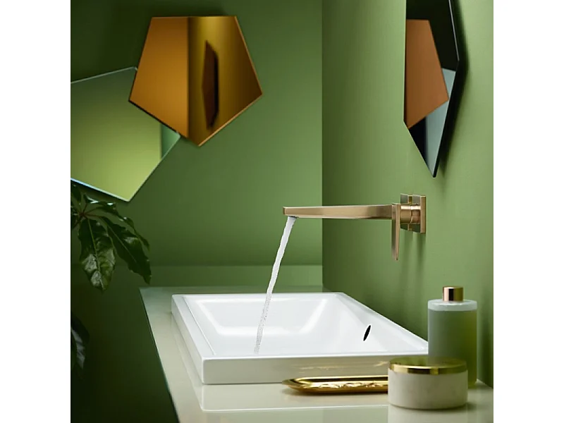 HANSGROHE Mitigeur de lavabo encastré mural, bec 225mm, poignée manette, bonde à écoulement libre bronze brossé
