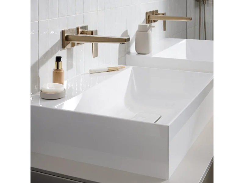 HANSGROHE Mitigeur de lavabo encastré mural, bec 225mm, poignée manette, bonde à écoulement libre bronze brossé