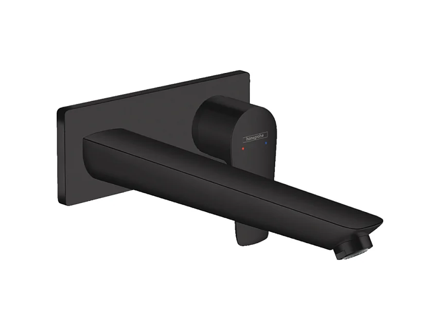 HANSGROHE Mitigeur de lavabo encastré mural, bec 225mm, bonde à écoulement libre noir mat