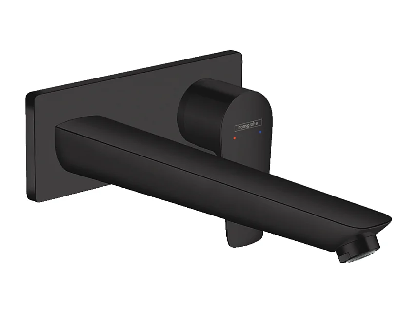 HANSGROHE Mezclador empotrado de pared para lavabo, caño 225 mm, desagüe libre negro mate