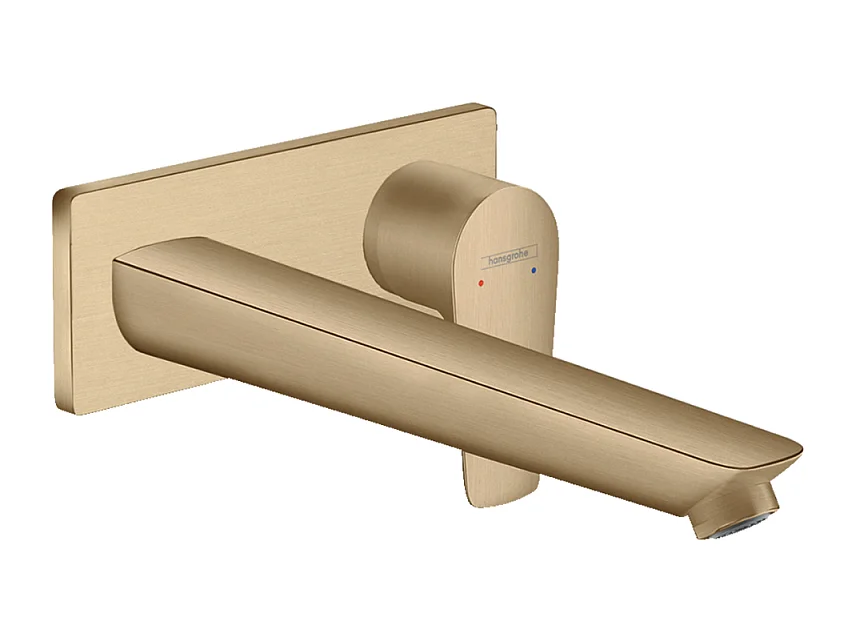 HANSGROHE Mezclador empotrado de pared para lavabo, caño 225 mm, desagüe libre bronce cepillado