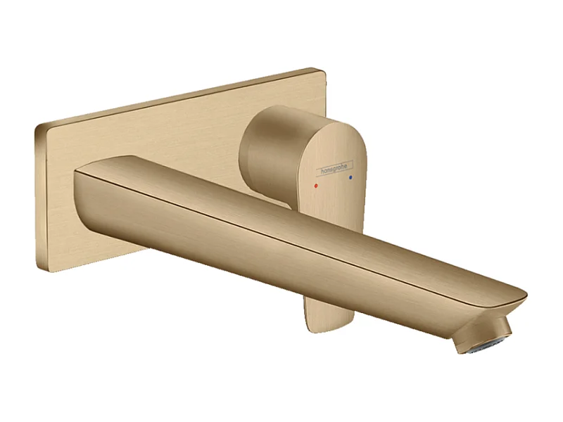 HANSGROHE Mezclador empotrado de pared para lavabo, caño 225 mm, desagüe libre bronce cepillado