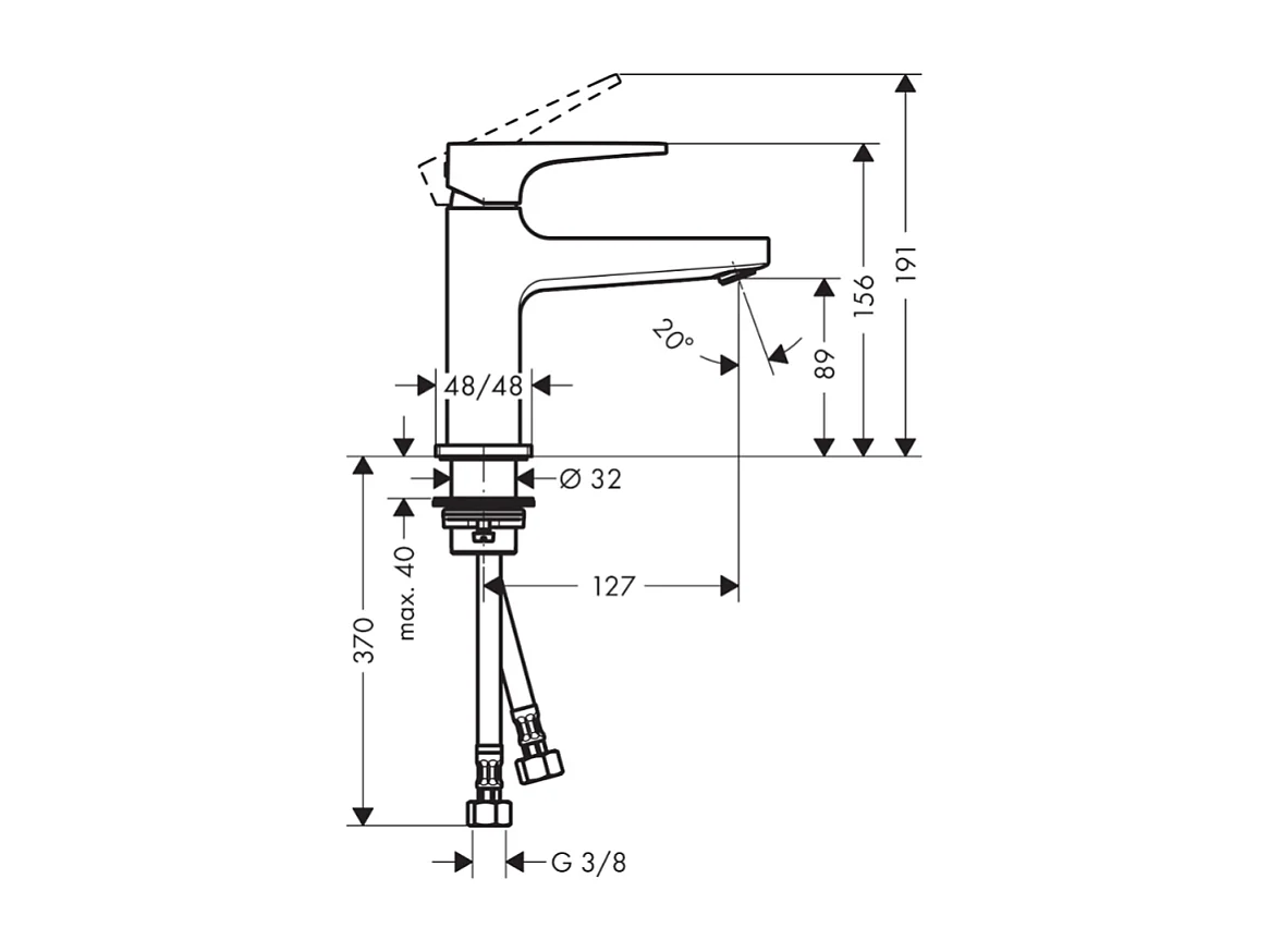 HANSGROHE Mitigeur lavabo Metropol 100 poignée manette bec court, bonde Push-Open noir mat