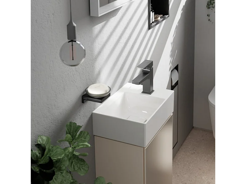 HANSGROHE Metropol 100 mezclador de lavabo, manecilla, caño corto, desagüe Push-Open negro mate