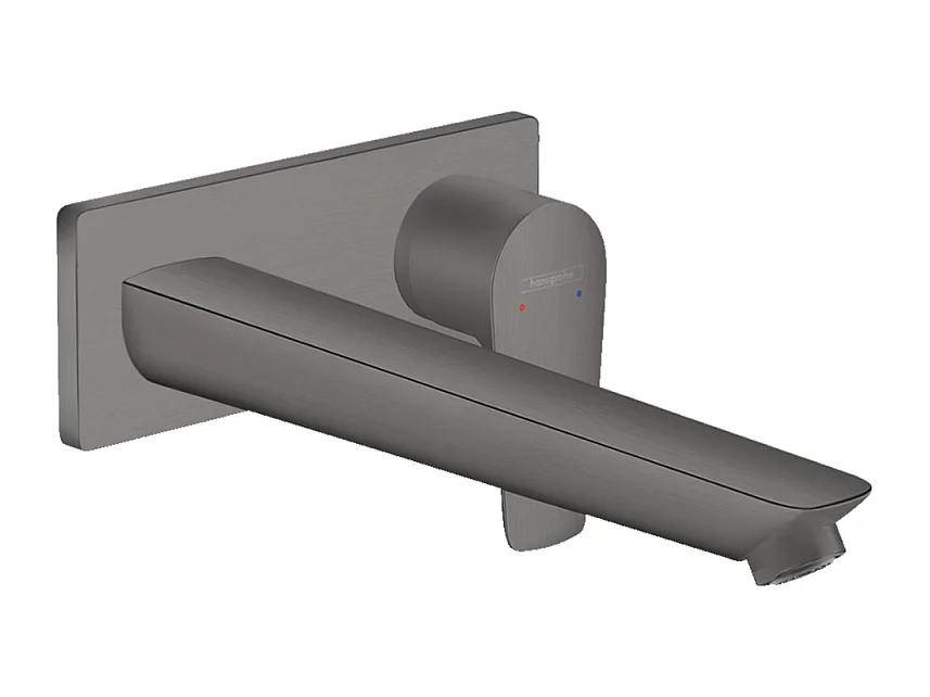 HANSGROHE Mitigeur de lavabo encastré mural, bec 225mm, bonde à écoulement libre noir chromé brossé