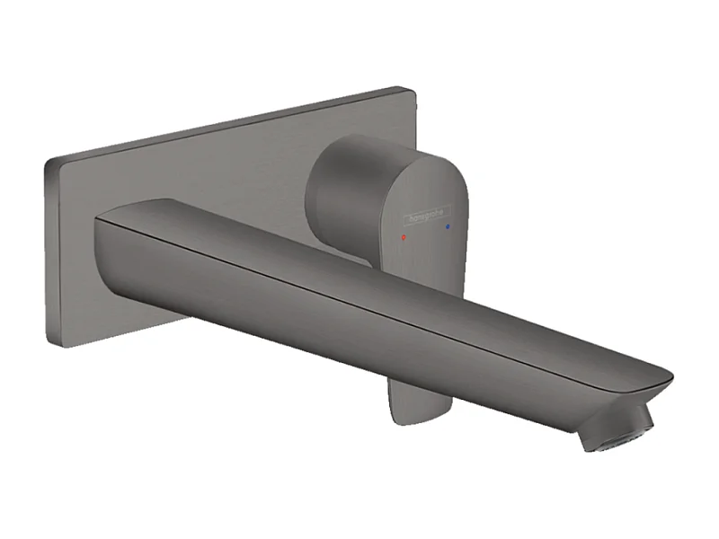 HANSGROHE Mitigeur de lavabo encastré mural, bec 225mm, bonde à écoulement libre noir chromé brossé