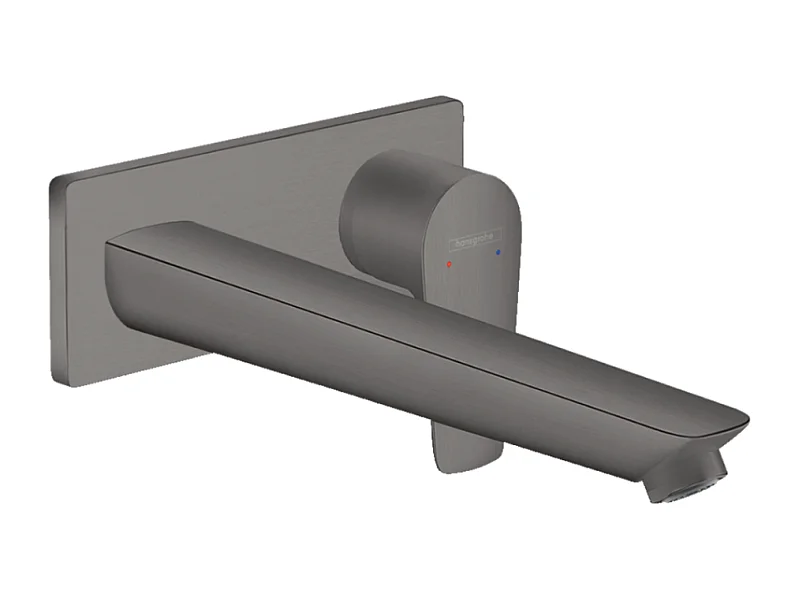 HANSGROHE Mitigeur de lavabo encastré mural, bec 225mm, bonde à écoulement libre noir chromé brossé