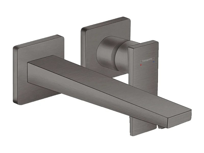 HANSGROHE Mitigeur de lavabo encastré mural, bec 225mm, poignée manette, bonde à écoulement libre noir chromé brossé