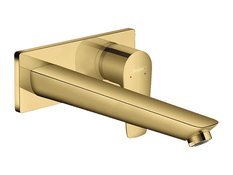 HANSGROHE Mitigeur de lavabo encastré mural, bec 225mm, bonde à écoulement libre aspect doré poli