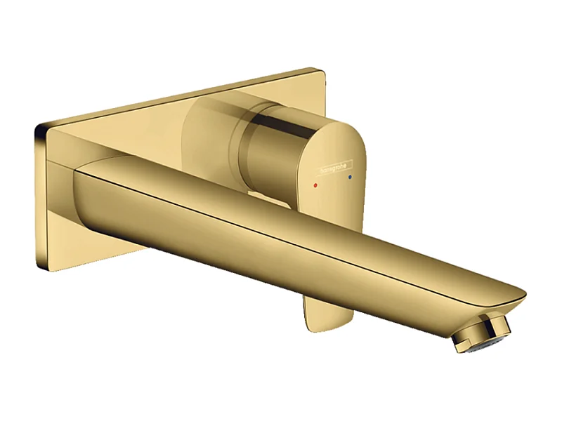 HANSGROHE Mitigeur de lavabo encastré mural, bec 225mm, bonde à écoulement libre aspect doré poli