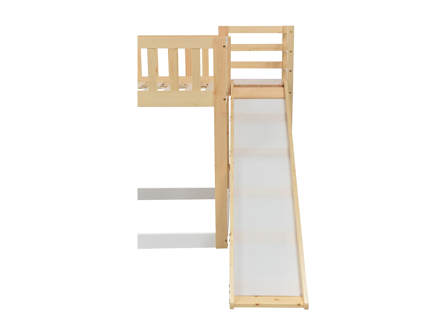 Lits superposés 90x200 cm - lit enfant 2 places avec échelle et toboggan - pin et MDF - naturel - sans matelas