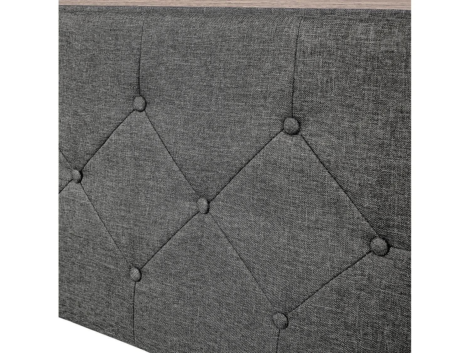 Lit adulte140x200 cm lit double avec 2 tiroirs, USB et LED - tissu en lin gris - sans matelas