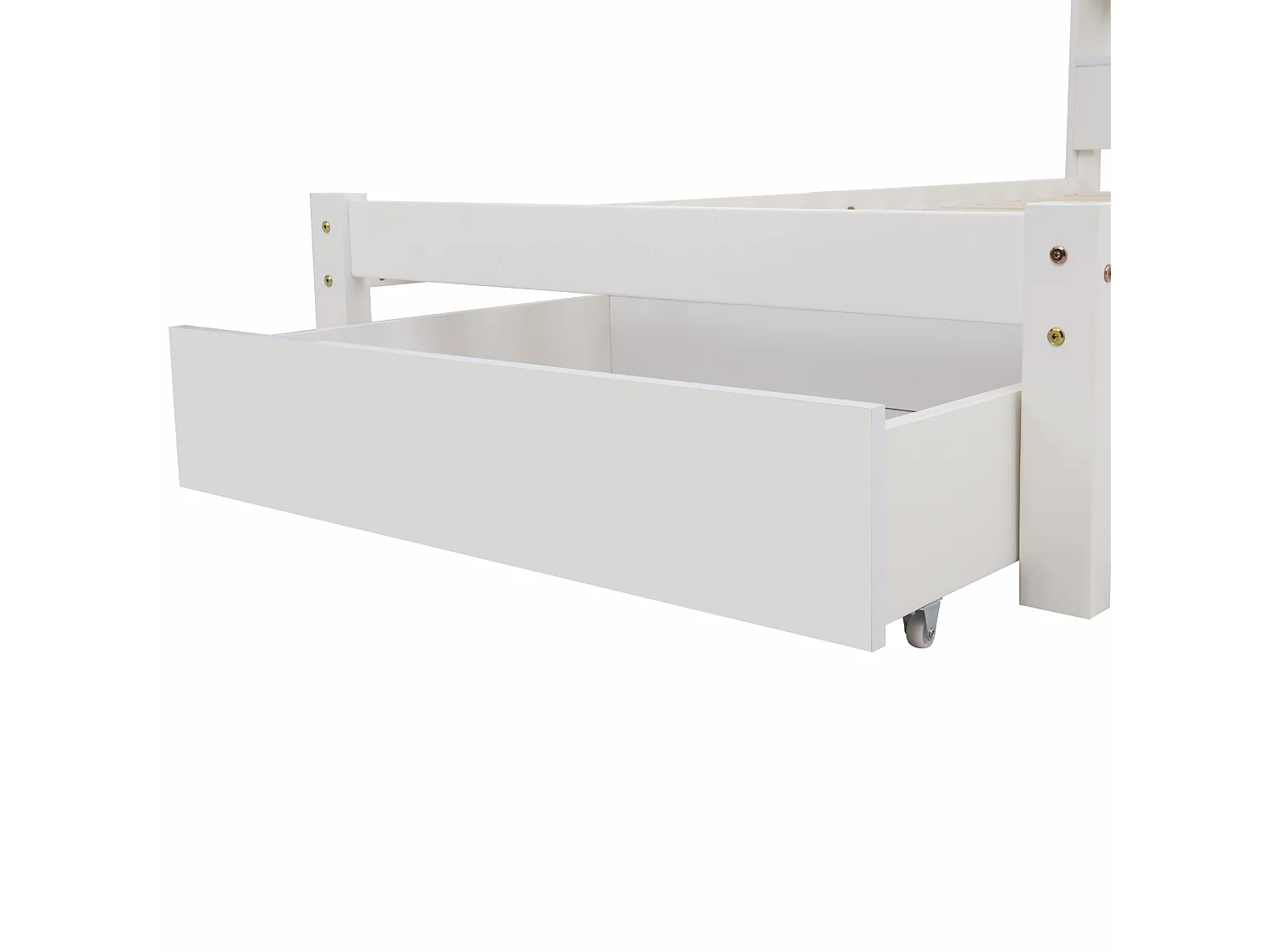 Cama individual 90x200 cm en madera con cajones y librería - Blanco