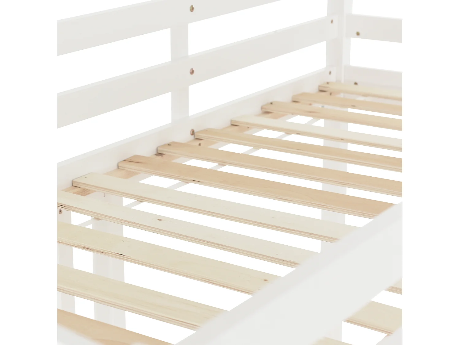 Lit superposé 90x200 cm lit enfant 3 places avec échelle et protection antichute - en bois de pin blanc - sans matelas