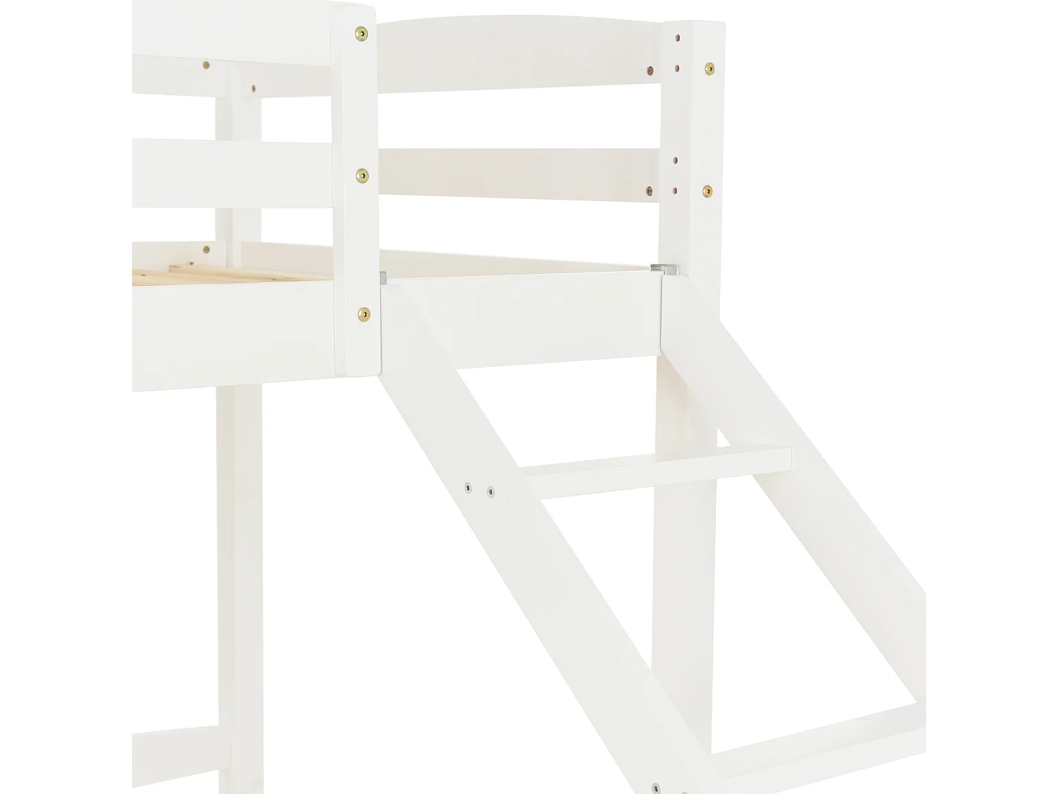 Lit superposé 90x200 cm lit enfant 3 places avec échelle et protection antichute - en bois de pin blanc - sans matelas