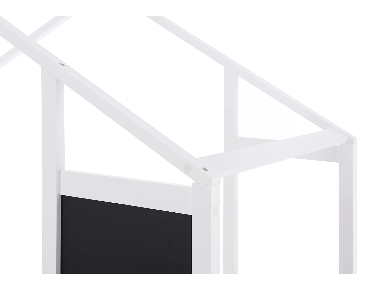 Lit cabane 90x200 cm lit enfant 90x200 avec tableau et 2 tiroirs - en bosi massif - blanc - sans matelas