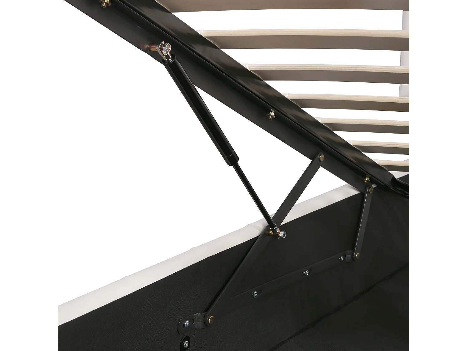 Lit coffre Lit rembourré Cuir Synthétique 140x200 cm Fonction Hydraulique - Blanc