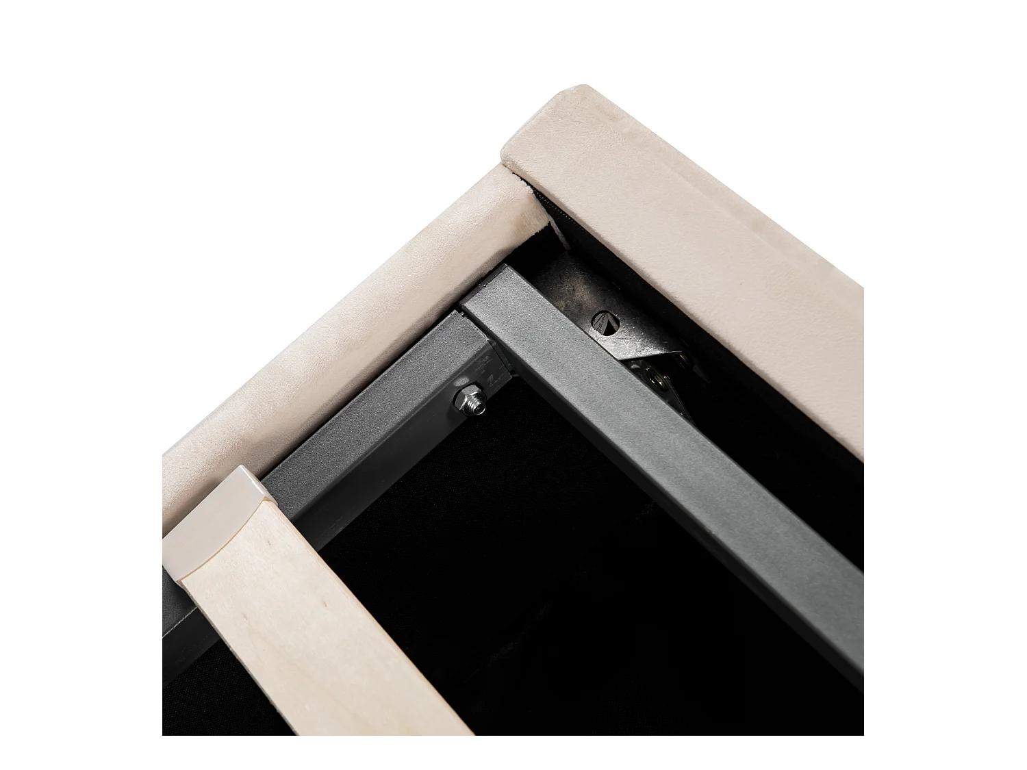 Lit coffre 160x200 cm - velours beige - lit adulte avec tête de lit réglable et sommier à lattes - sans matelas