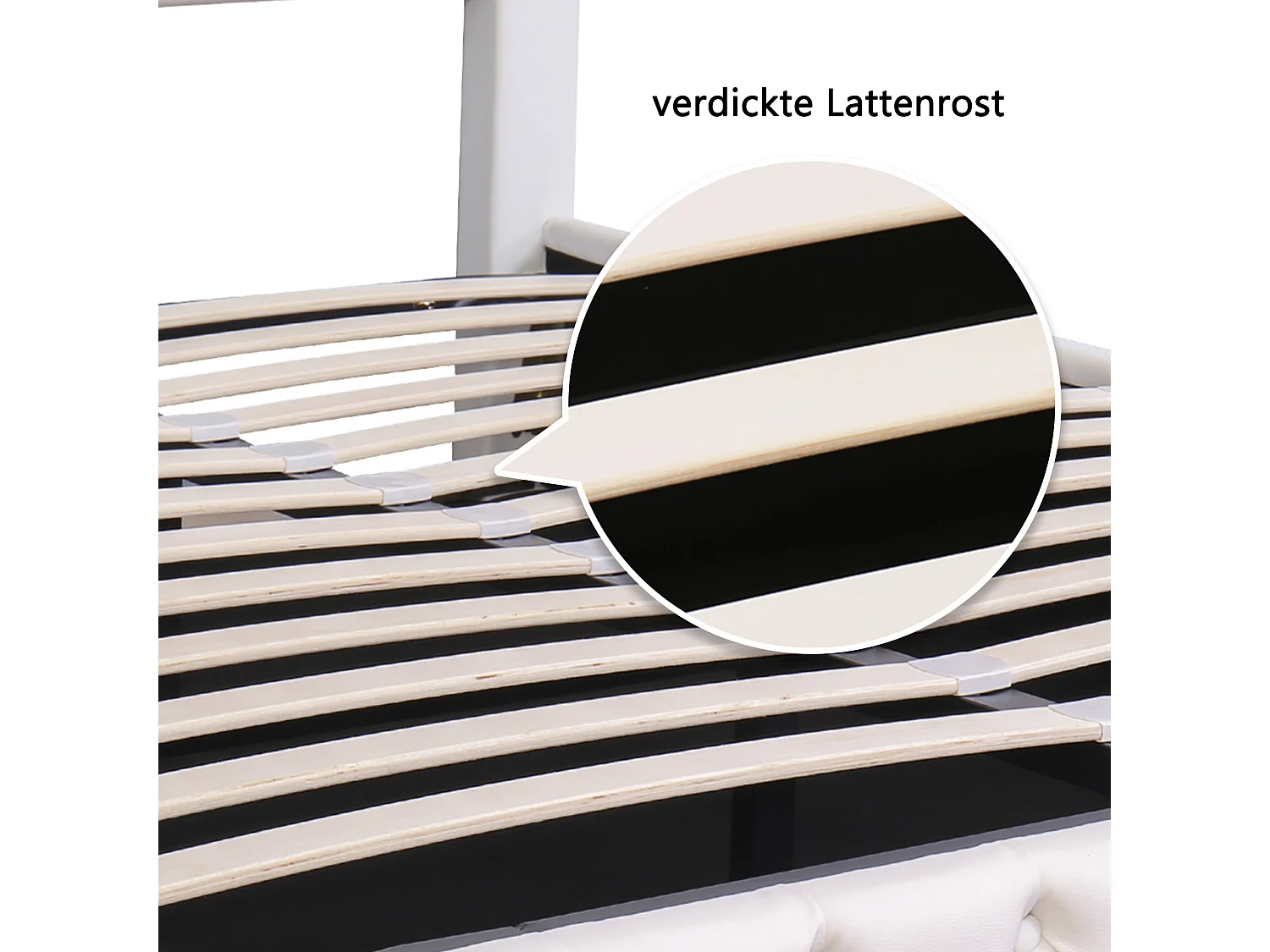 Lit coffre 160x200 cm, lit adulte double avec LED et prise USB - en PU blanc - sans matelas