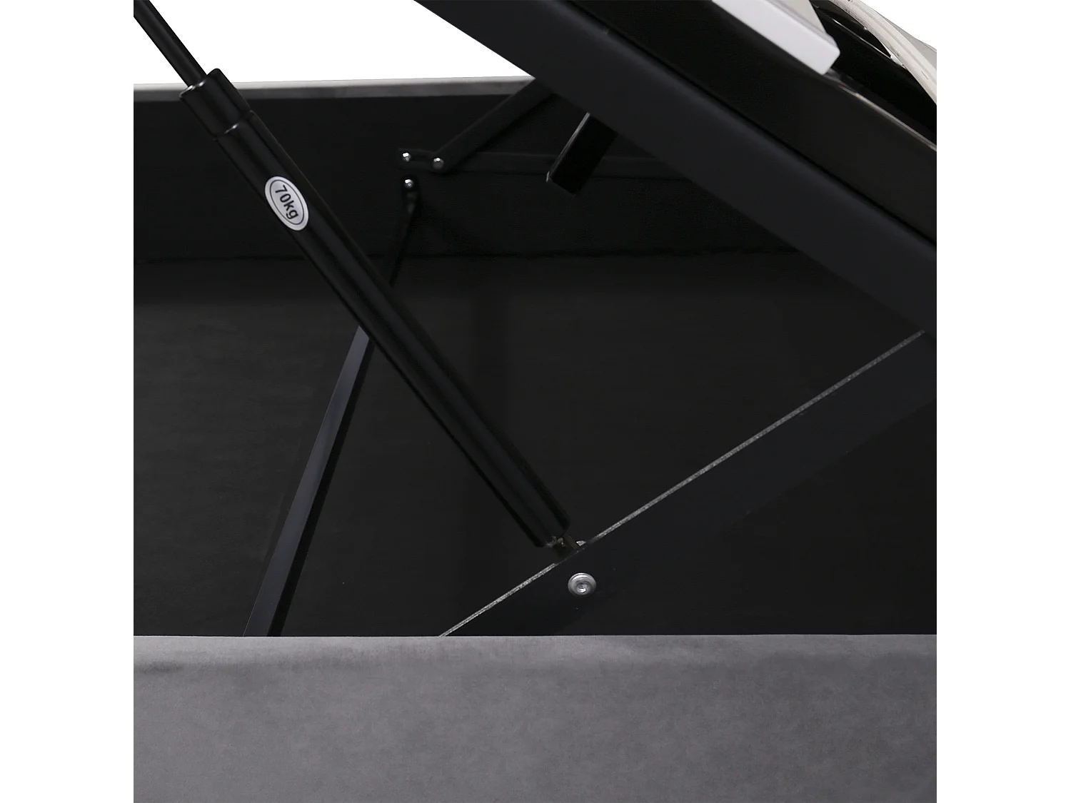 Bett mit Stauraum 140x200 cm – grauer Samtstoff – Polsterbett mit verstellbarem Kopfteil – Metalllattenrost