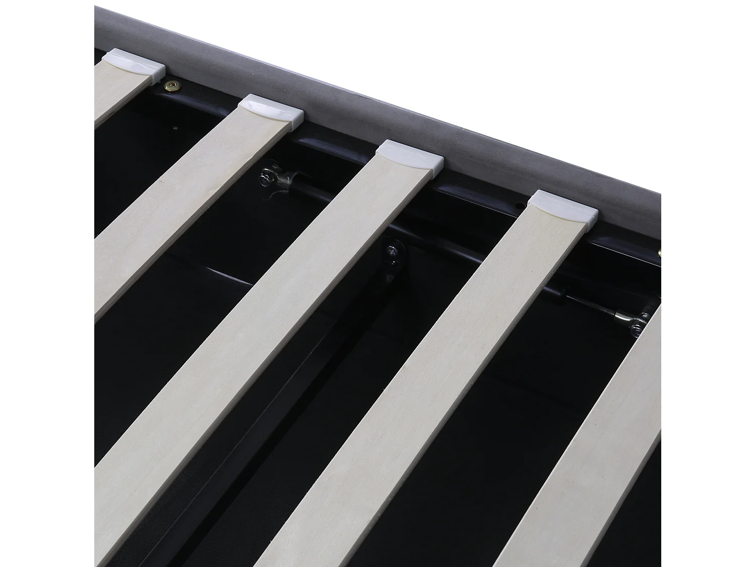 Lit coffre 140x190 cm - Velours gris - Lit adulte avec tête de lit capitonnée - Sans matelas