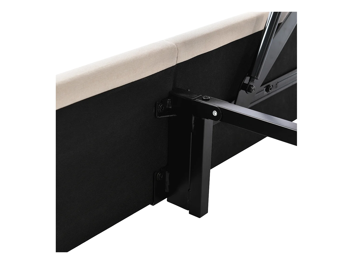 140 x 200 cm Bett mit Stauraum – Beiges Leinen – Bett mit gepolstertem Kopfteil und Lattenrost – Ohne Matratze