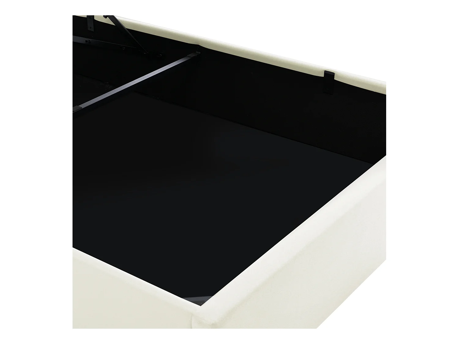 Bett mit Stauraum 160 x 200 cm – Weißes PU – Bett mit einstellbarer LED-Beleuchtung – Lattenrost – Ohne Matratze