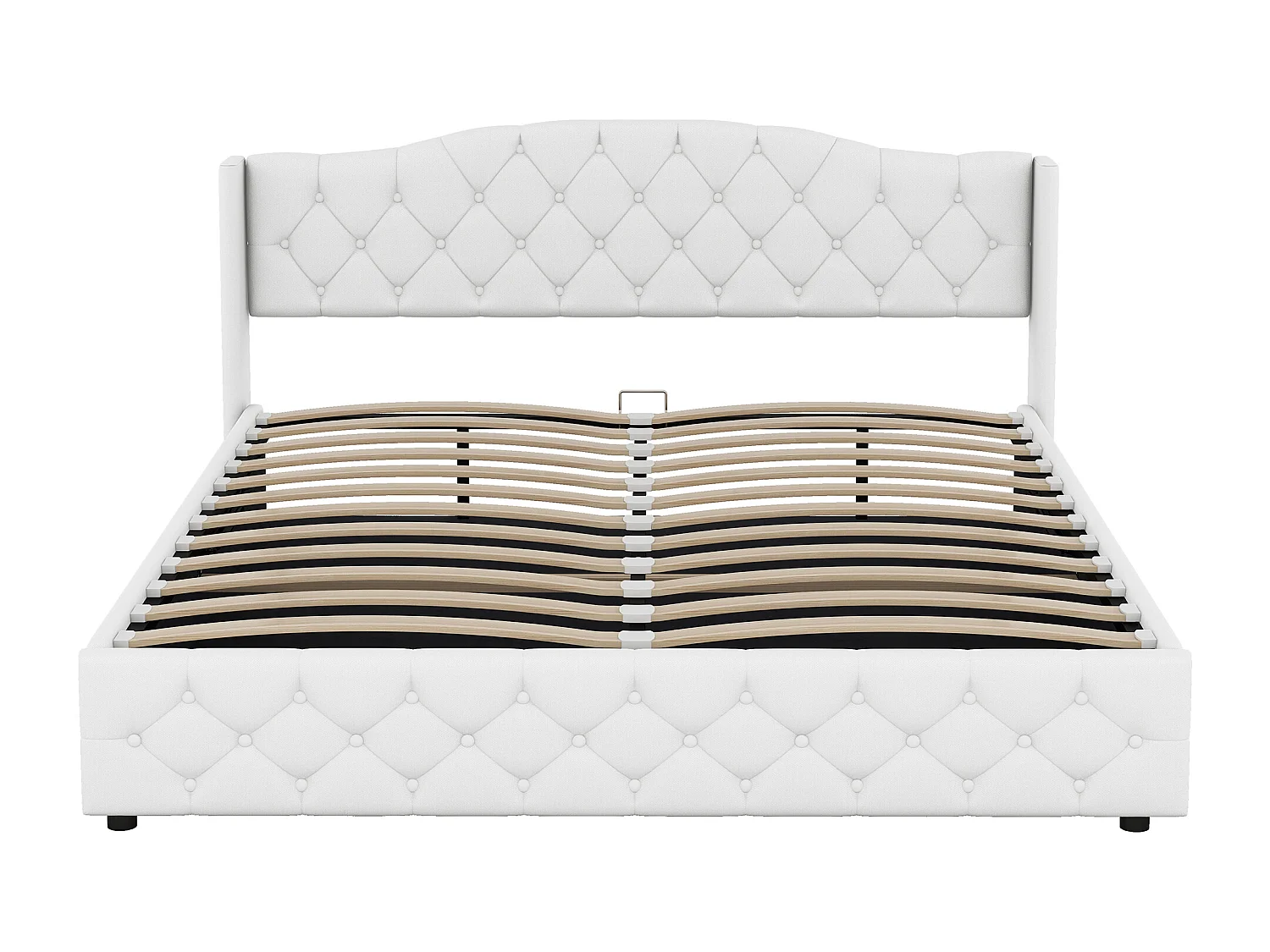 Lit coffre 180x200 cm, lit double avec sommier à lattes, lin beige - sans matelas