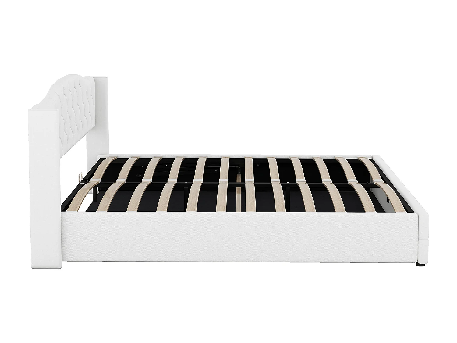 Lit coffre 180x200 cm, lit double avec sommier à lattes, lin beige - sans matelas